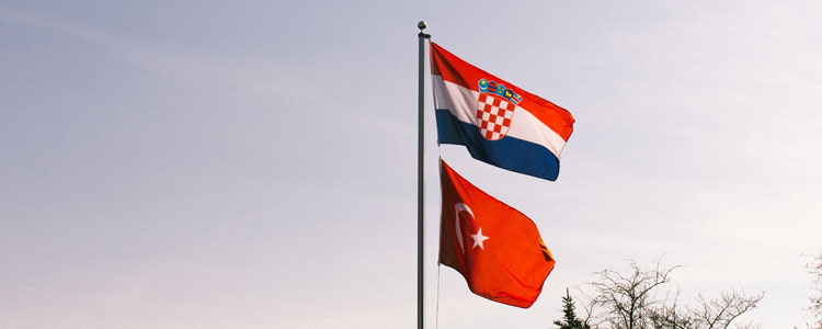 Flaggen Gruppe D : Kroatien Türkei - Fußball EM 2016