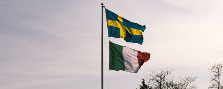 Flaggen Gruppe E : Schweden Italien - Fußball EM 2016